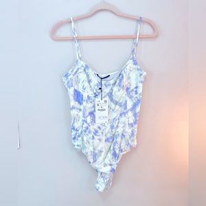 Zara tie-dye silk bodysuit NWT